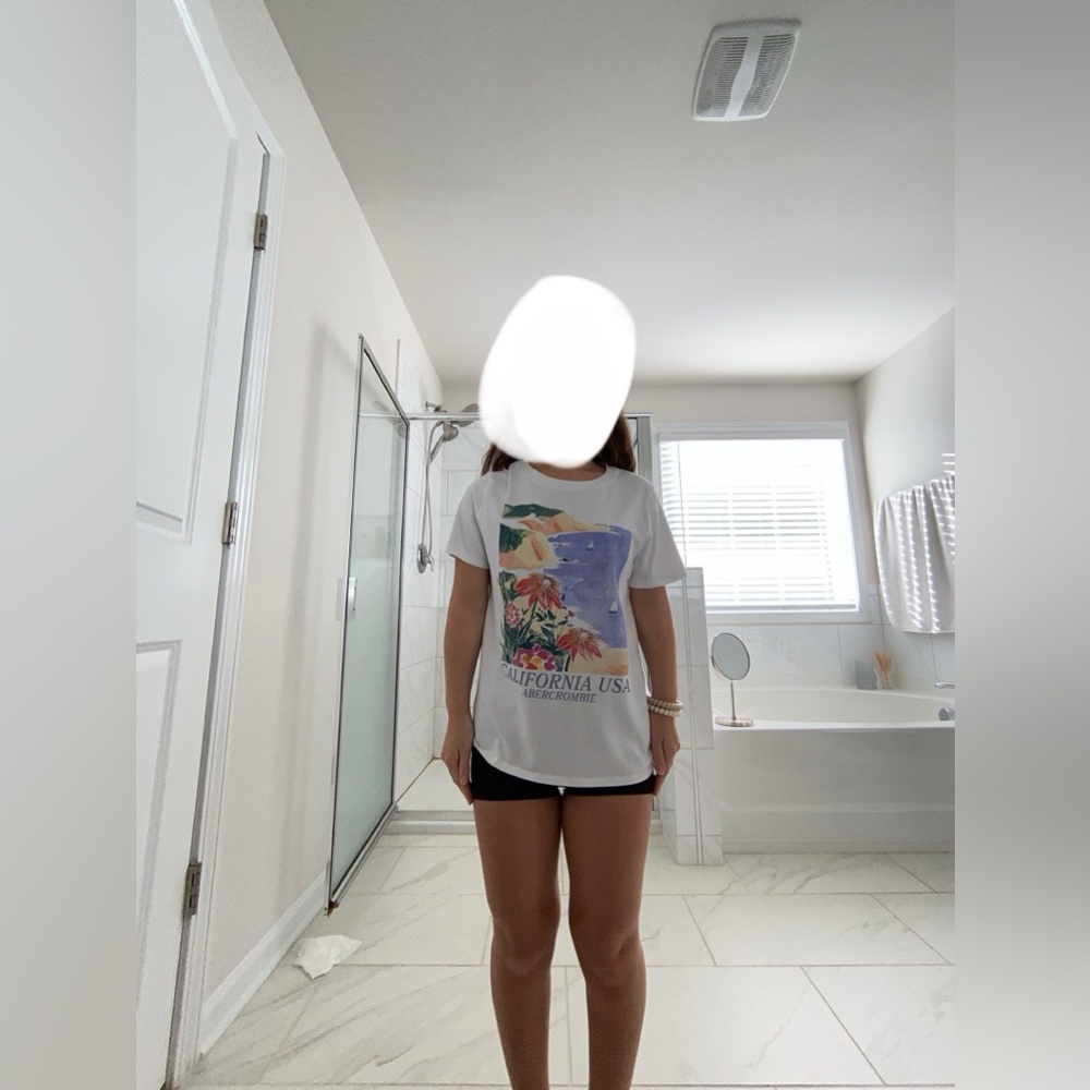 A white graphic tee from Abercrombie kids